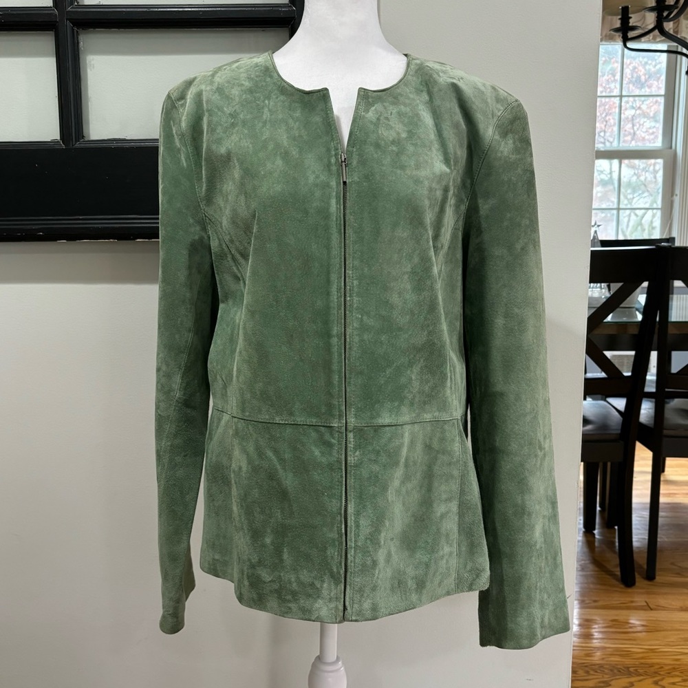 Charter Club Leather Suede Jacket Zipper Casual Spring Rodeo Western Size 16